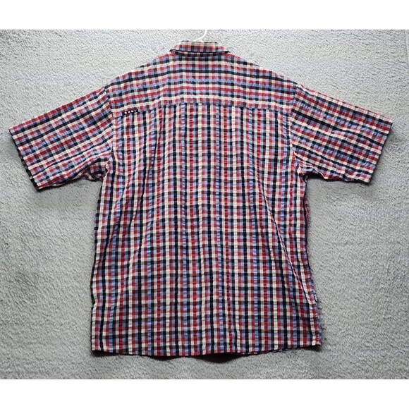 Koni Jean Co. Multi Color Plaid  Button Front Short Sleeve Shirt Size XL - Picture 9 of 13